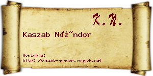 Kaszab Nándor névjegykártya