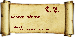 Kaszab Nándor névjegykártya